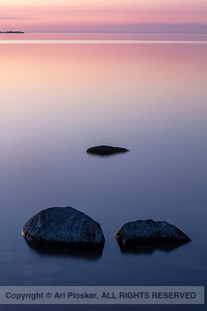 Rocks in Lake WInnipeg at sunset (No. 2612)